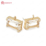 6PCS Champagne Brass Glass Sterling Silver Pins Stud Earrings Jewelry Making
