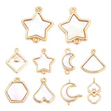 6PCS Champagne Brass and Shell Charms Pendants Jewelry Making Diy
