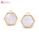 6PCS Champagne Brass and Shell Charms Pendants Jewelry Making Diy