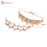 6PCS Champagne Brass Heart Round Connect Necklace Charms Pendants