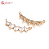 6PCS Champagne Brass Heart Round Connect Necklace Charms Pendants