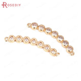6PCS Champagne Brass Heart Round Connect Necklace Charms Pendants