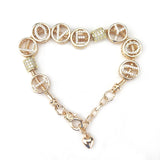6PCS Champagne Brass Zircon Letter Large Hole Beads Spacer
