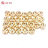 6PCS Champagne Brass Zircon Letter Large Hole Beads Spacer