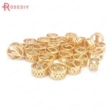 6PCS Champagne Brass Zircon Letter Large Hole Beads Spacer