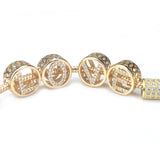 6PCS Champagne Brass Zircon Letter Large Hole Beads Spacer