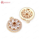 6PCS Champagne Brass Zircon Flower Charms Pendants