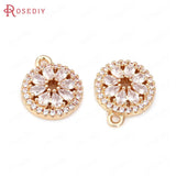 6PCS Champagne Brass Zircon Flower Charms Pendants