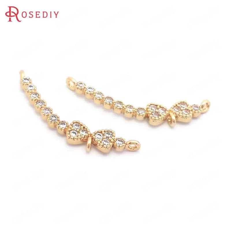 6PCS Champagne Brass Zircon Drop/Bow-knot Charms DIY Accessories