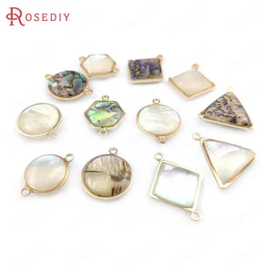 6PCS Champagne Brass Shell Charms Pendants