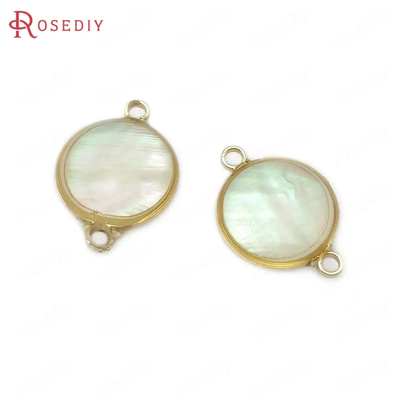 6PCS Champagne Brass Shell Charms Pendants