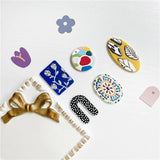 6PCS Ins Special Shaped Flower Block Polka Dot Embossed Acrylic Pendant
