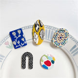 6PCS Ins Special Shaped Flower Block Polka Dot Embossed Acrylic Pendant