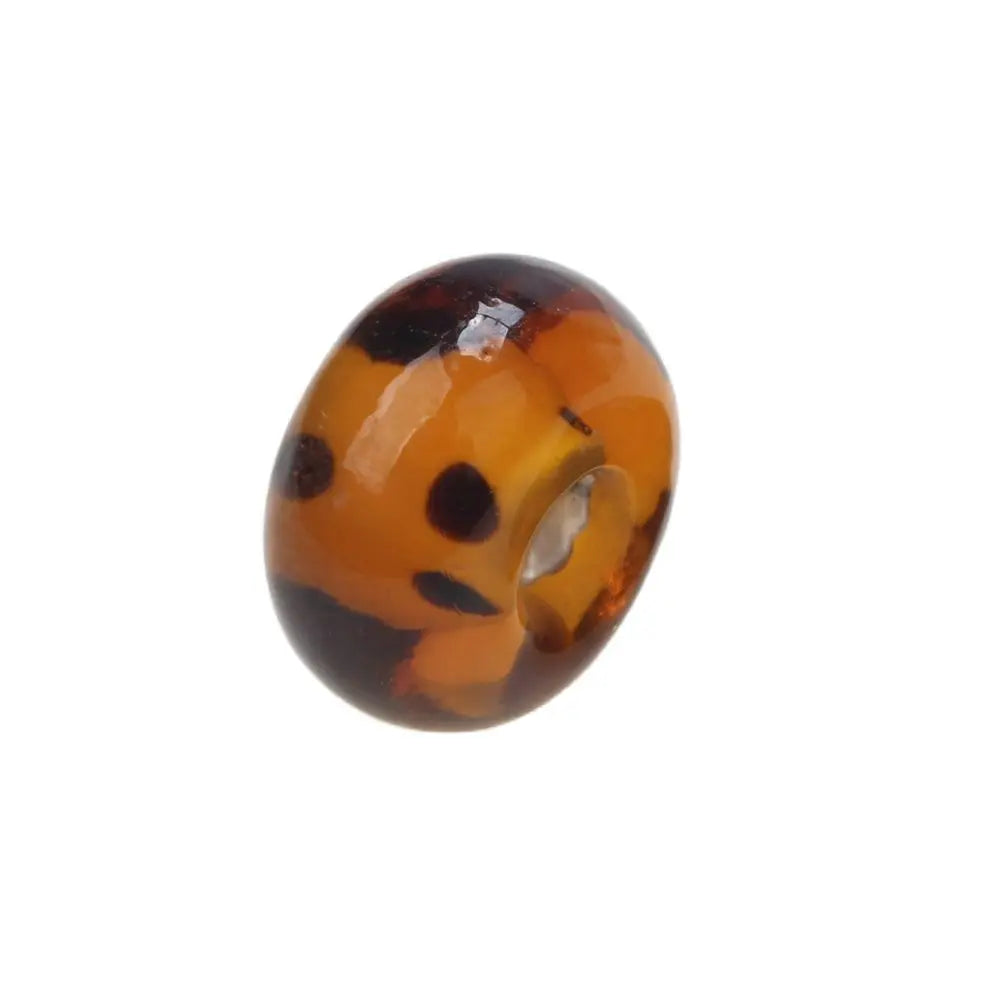 6PCS/LOT Amber Spot Lampwork Glass Beads For DIY Jewelry Making