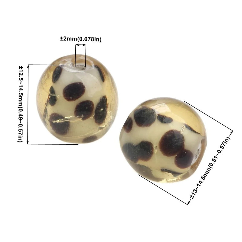 6PCS/LOT Amber Spot Lampwork Glass Beads For DIY Jewelry Making