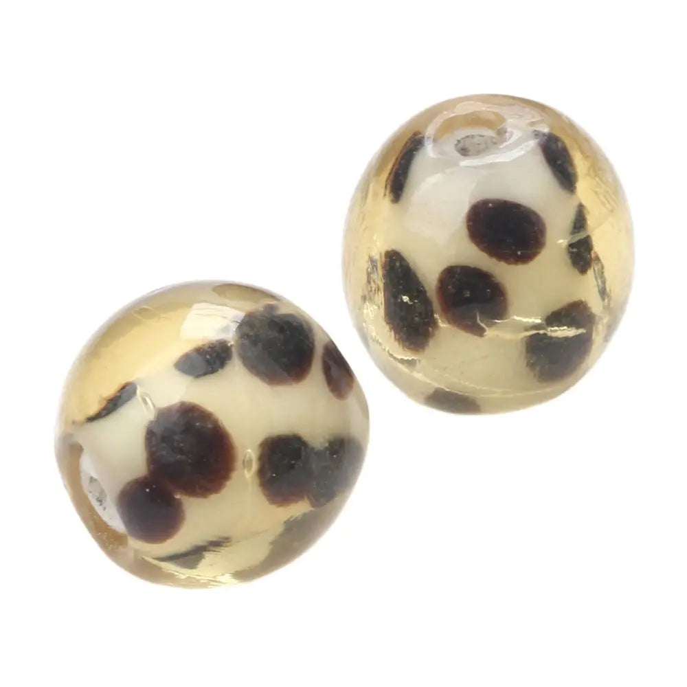 6PCS/LOT Amber Spot Lampwork Glass Beads For DIY Jewelry Making