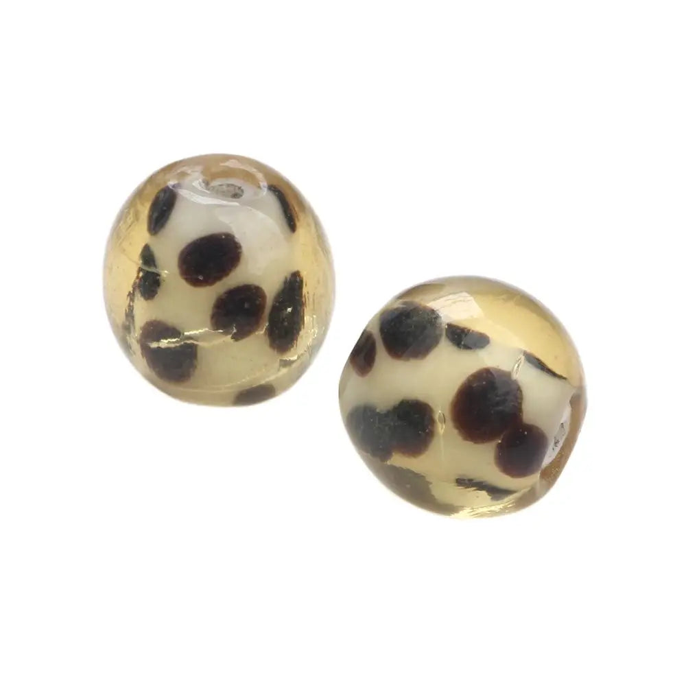 6PCS/LOT Amber Spot Lampwork Glass Beads For DIY Jewelry Making