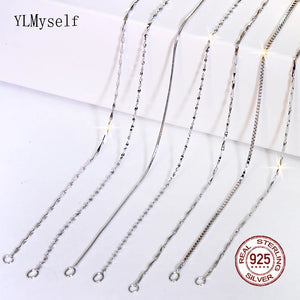 6PCS S925 Silver Chain Pendant Necklace Women Choker Bold Clavicle Chain