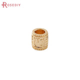 6PCS Matte Color Brass Round Cylinder Flower Bracelets Spacer Beads