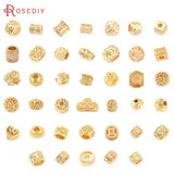 6PCS Matte Color Brass Round Cylinder Flower Bracelets Spacer Beads