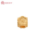 6PCS Matte Color Brass Round Cylinder Flower Bracelets Spacer Beads
