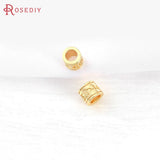6PCS Matte Color Brass Round Cylinder Flower Bracelets Spacer Beads