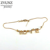 6PCS Metal Anklet Bracelet Adjustable Foot Chain Love Word Anklets Jewelry