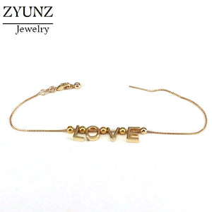 6PCS Metal Anklet Bracelet Adjustable Foot Chain Love Word Anklets Jewelry
