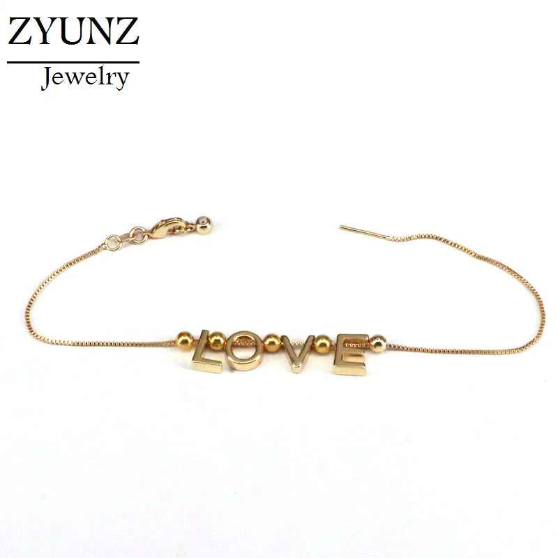 6PCS Metal Anklet Bracelet Adjustable Foot Chain Love Word Anklets Jewelry