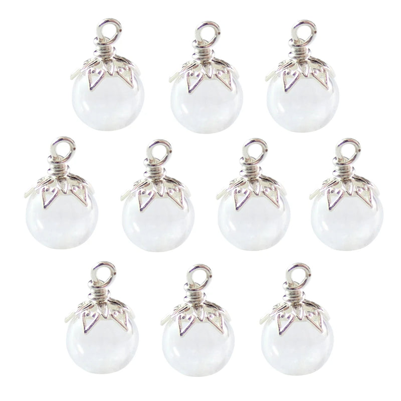 6PCS Mini Clear Glass Globe Ball Charms DIY Necklace Accessories
