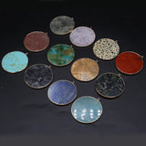 6PCS Natural Stone Rose Quartz Agate Round Plated Pendant