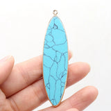 6PCS Natural Stone Rose Quartz Turquoise Flat Round Plated Pendant