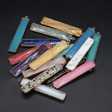 6PCS Natural Stone Rectangle Pendant For Jewelry Making DIY Necklace Charm