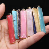 6PCS Natural Stone Rectangle Pendant For Jewelry Making DIY Necklace Charm