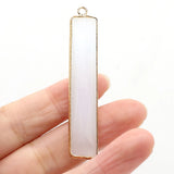 6PCS Natural Stone Rectangle Pendant For Jewelry Making DIY Necklace Charm