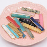 6PCS Natural Stone Rectangle Pendant For Jewelry Making DIY Necklace Charm