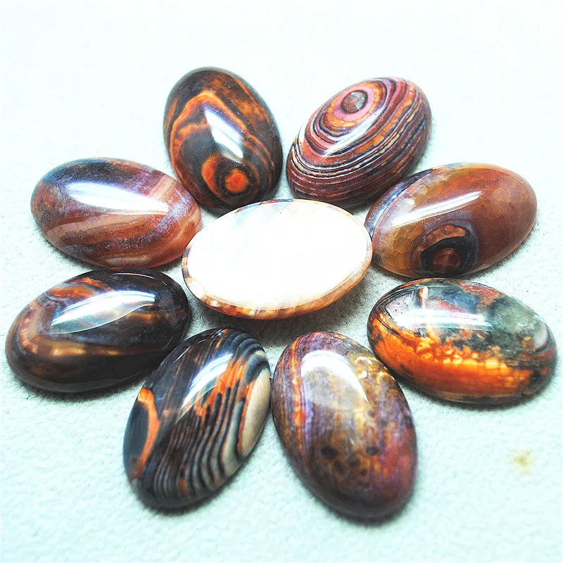6PCS 20X30MM Nature Agate Stone Cabochons - Unique Beads Accessories