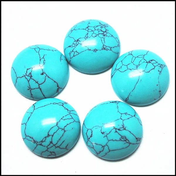 6PCS 20mm Red Nature Turquois Stone Cabochons Beads Cabs No Hole Round Shape