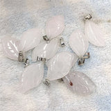 6PCS Green Aventurine Stone Pendant & Rose Quartz Leaf Shape 25X15MM