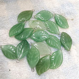 6PCS Green Aventurine Pendant & Rose Quartz Leaf Shape 25X15MM