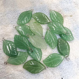 6PCS Green Aventurine Stone Pendant & Rose Quartz Leaf Shape 25X15MM