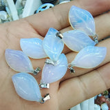 6PCS Green Aventurine Stone Pendant & Rose Quartz Leaf Shape 25X15MM