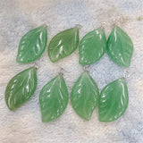 6PCS Green Aventurine Pendant & Rose Quartz Leaf Shape 25X15MM