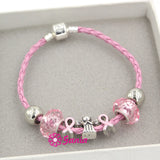 6PCS Pink Ribbon Cancer Bracelet Angel Pink Ribbon Bracelets