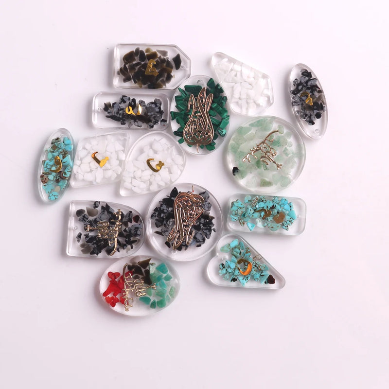 6PCS Natural Gravel Stone Pendants 7 Chakra Reiki Healing Pendulum Turquoises