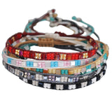6PCS Bohemian Seed Beads Bracelets Adjustable Weave Rope Colorful Wristband