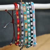 6PCS Bohemian Seed Beads Bracelets Adjustable Weave Rope Colorful Wristband
