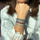 6PCS Bohemian Seed Beads Bracelets Adjustable Weave Rope Colorful Wristband