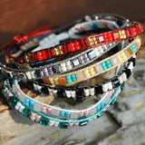 6PCS Bohemian Seed Beads Bracelets Adjustable Weave Rope Colorful Wristband