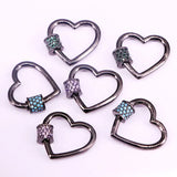6PCS Pave CZ Heart Clasp Metalblack Carabiner Jewelry Findings